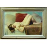 ROBERT DUFTOS (20th Century American) 'Sleeping Nude Lady', oil on canvas, signed lower right,