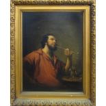 WILLIAM DANIELS (British, 1813-1880) 'Man Smoking a Clay Pipe', 1851, oil on canvas, signed and