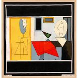 PABLO PICASSO 'L'Atelier', silkscreen on scarf, printed by Spadem 1946, 75cm x 75cm, framed and