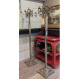 TALL FLOOR STANDING CANDELABRA, a pair, Art Deco four branch with nine individual holders, 160cm