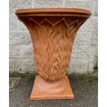 PLANTER ON BASE, 94cm x 80cm diam., contemporary terracotta.