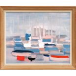 After NICOLAS DE STAEL 'Bateau', quadrichrome, 45cm x 55cm, in a vintage French frame. (Subject to