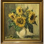 BRUNO FLASHAR (German, 1887-1961) 'Arrangement of Sunflowers', oil on board, signed lower right,