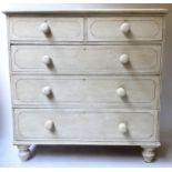 VICTORIAN PAINTED CHEST, grey and black lined with five drawers, 96cm W x 46cm D x 95cm H.
