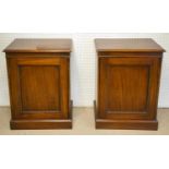 BEDSIDE CABINETS, 57cm H, a pair, mahogany, each with door enclosing shelf. (2)