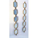 MIRRORED WALL ACCENTS, a pair, gilt metal frames, 144x14. (2)