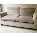 KELLY HOPPEN SOFA, silver grey plush velvet upholstery with feather cushions, 182cm W.