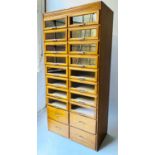 HABERDASHERY CABINET, mid 20th century ash and beech with sixteen glazed drawers by Corbett & Co