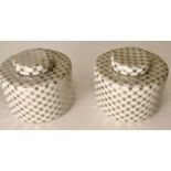 GINGER JARS, a pair, glazed ceramic, gold and white design, 18x21. (2)