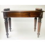 HALL BENCH, Regency style mahogany with turned bolsters and reeded supports, 84cm x 40cm x 65cm H.