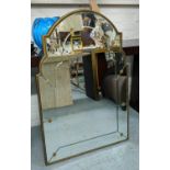 ARCHED MIRROR, vintage bevelled glass with star detail, gilt frame, 1950's Italian style, 102cm H