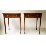 SIDE/LAMP TABLES, a pair, George III design crossbanded each with frieze drawer, 62cm x 48cm x