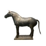 CHINESE TERRACOTTA ARMY FIGURE HORSE, 210cm x 170cm x 55cm. After the antique examples found outside