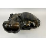 HIPPOPOTAMUS, carved serpentine stone by the Shona people of Zimbabwe, approx 45cm L.