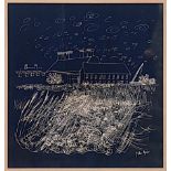 JOHN PIPER 'Snape Maltings', screenprint on silk, signed in the plate, 78cm x 74cm, framed and