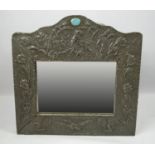 MIRROR, Arts & Crafts, in the manner of Archibald Knox, Liberty & Co, bevelled plate with Pewter