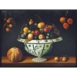 MANNER OF JACOB VAN HULSDONCK 'Nature Morte Dans La Cuvette', oil on canvas, 90cm x 121cms, framed.