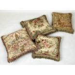 AUBUSSON TAPESTRY CUSHIONS, a set of four, 19th century French, largest 50cm x 45cm. (4)