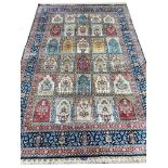 FINE PURE SILK HEREKE DESIGN RUG, 186cm x 120cm.