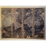 GIANT WORLD MAP, split into four panels, each section 280cm high, 60cm wide, 5cm deep.