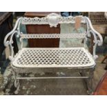 GARDEN BENCH, 91cm W x 50cm x 85cm H, Victorian of compact proportions, white painted cast iron.