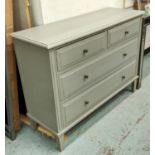 CHEST OF DRAWERS, grey painted, two short above two long drawers, 115cm x 40cm x 96cm.