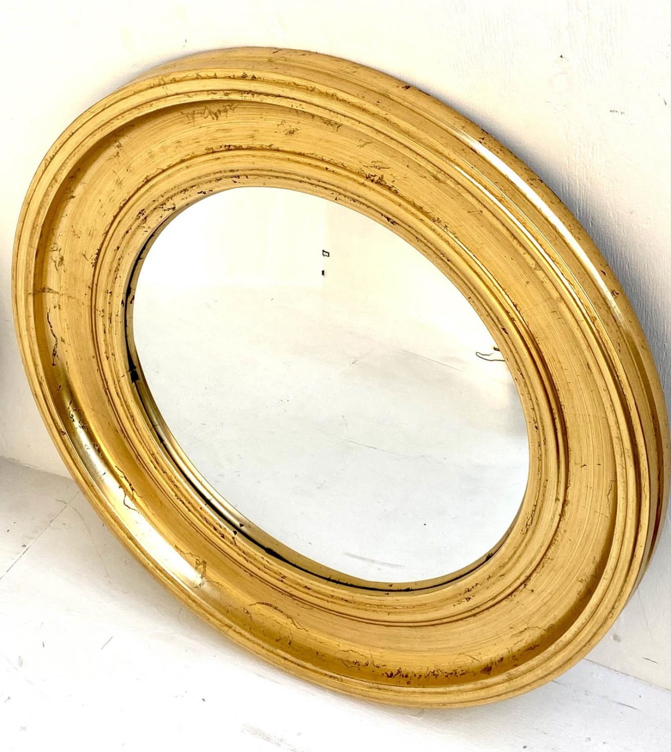 CONVEX BUTLER WALL MIRRORS, a pair, Regency style, gilt frames, 74cm x 74cm. (2) - Image 3 of 3