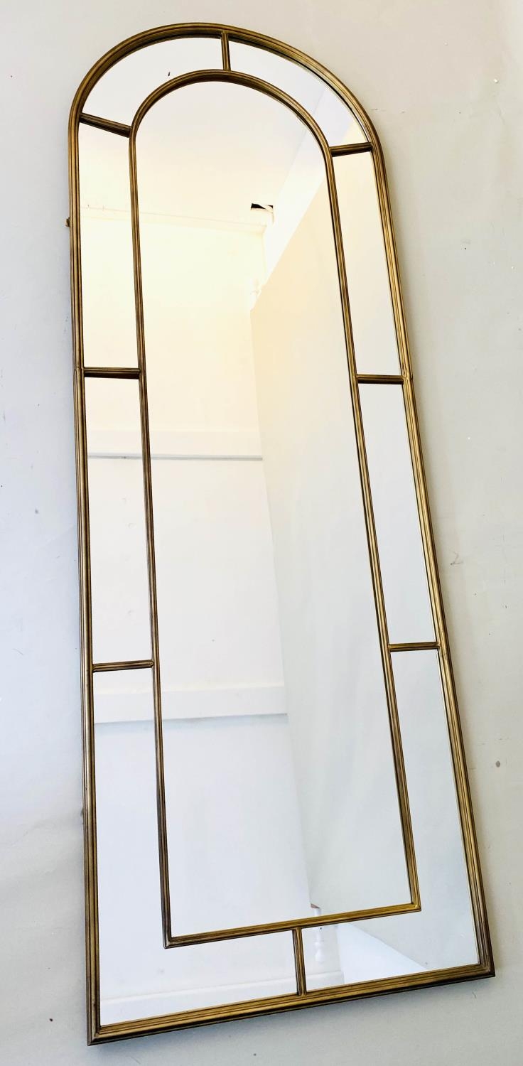 ARCHITECTURAL HALL MIRROR, Regency style, arched gilt metal frame, 180cm x 63cm. - Image 2 of 3