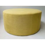 CENTRE STOOL, circular drum form in yellow, 100cm W x 48cm H.