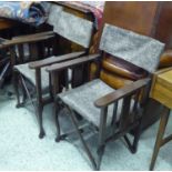 DIRECTOR'S CHAIRS, a set of four, beech with brown material backs and seats, provenance: Bournemouth