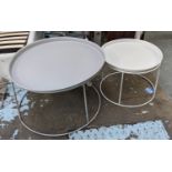 NESTING LOW TABLES, a pair, 70cm diam x 45cm H at largest. (2)