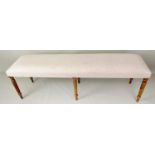 HALL SEAT, 151cm x 40cm x 49cm, Victorian style, neutral upholstery.