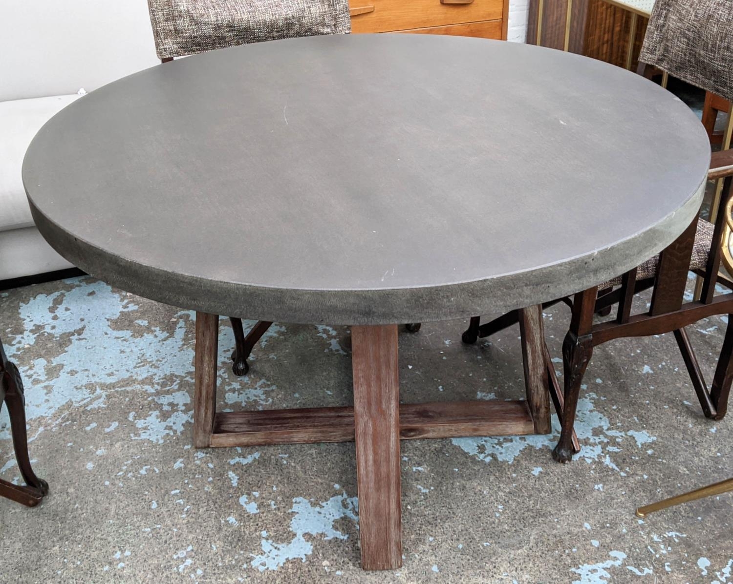 DINING TABLE, 121cm diam x 76cm H, contemporary design, quadraform base.