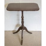 TRIPOD TABLE, 74cm H x 62cm W x45cm D, Regency and later mahogany with rectangular tilt top.