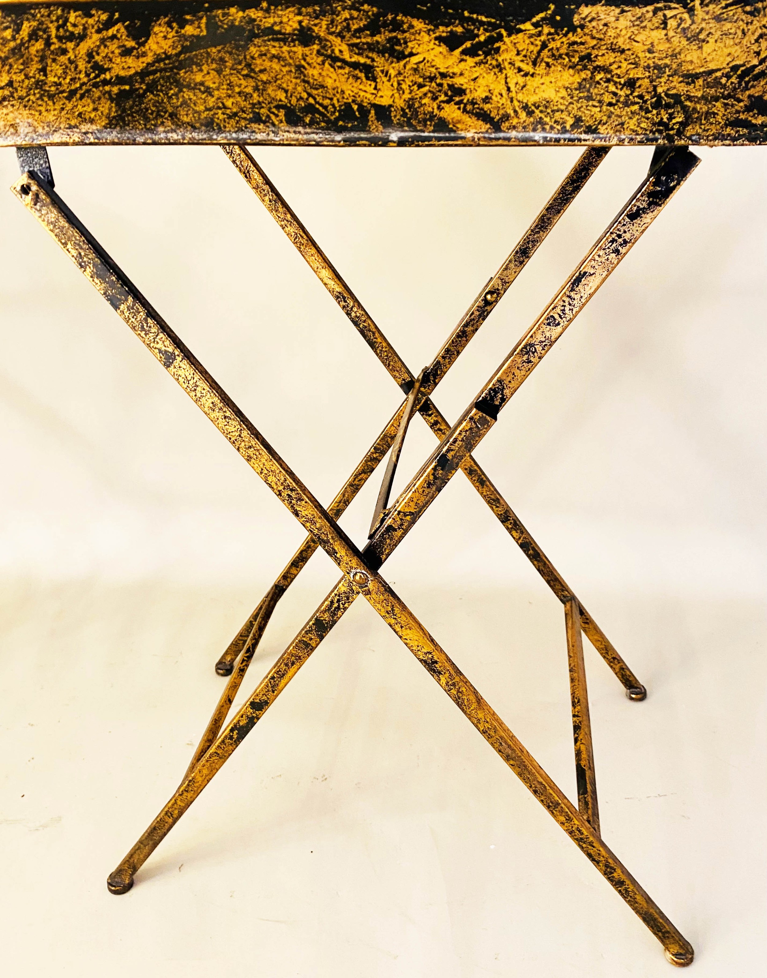 TRAY TABLES, a pair, gilt metal, fold out base 66cm x 69cm x 39cm. (2) - Image 7 of 7