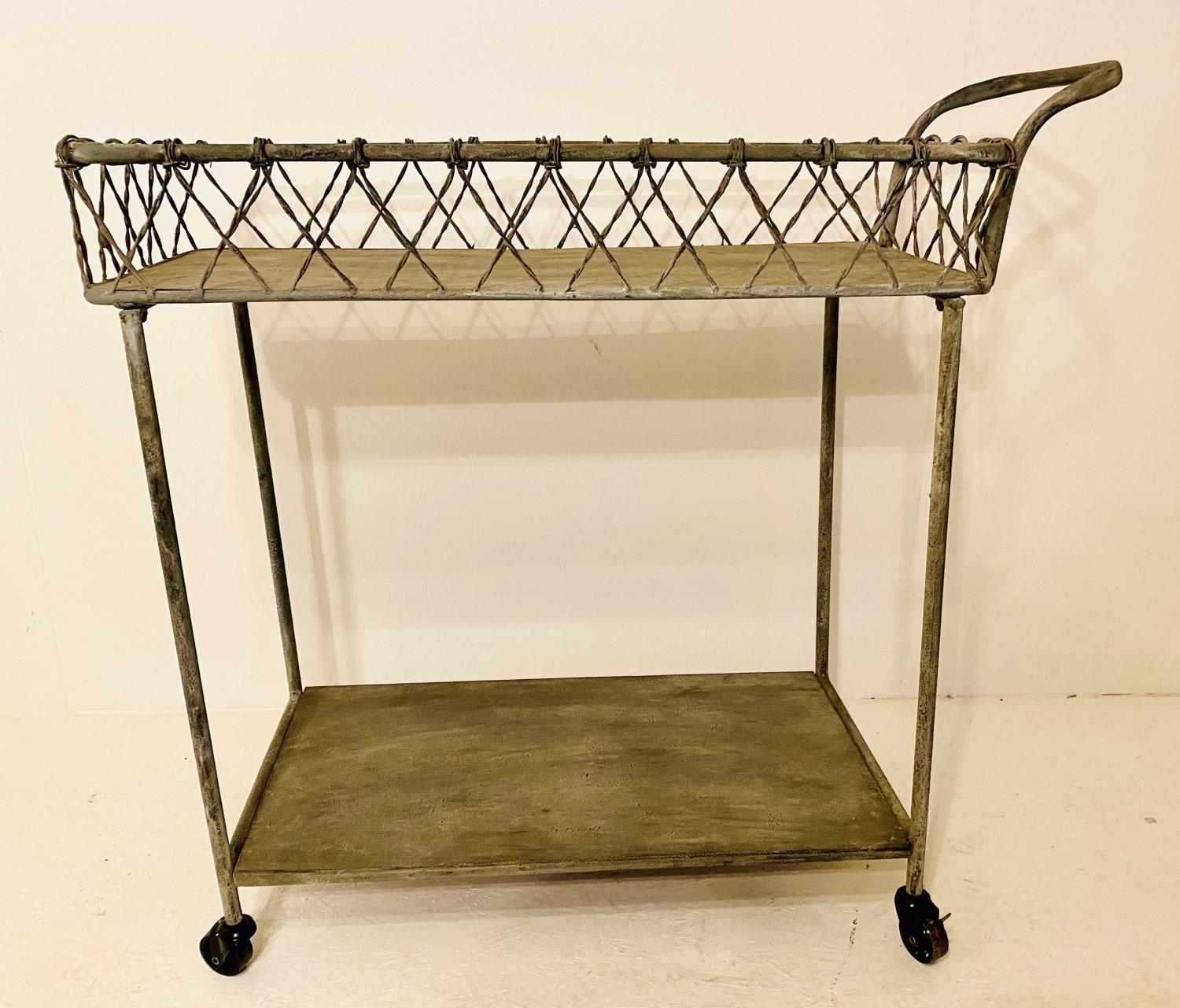 DRINKS TROLLEY, 1950s French style, aged painted finish, 85cm x 90cm x 38cm. - Image 5 of 5