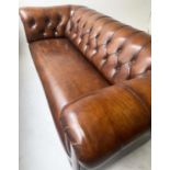 CHESTERFIELD SOFA, buttoned soft tan leather with rounded back and arms, 200cm W.