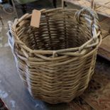 LOG BASKET, interwoven wicker, 60cm W x 60cm H.