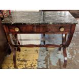 SIDE TABLE, 79cm W x 72cm H x 42cm D French Empire, the later green marble top on a mahogany base