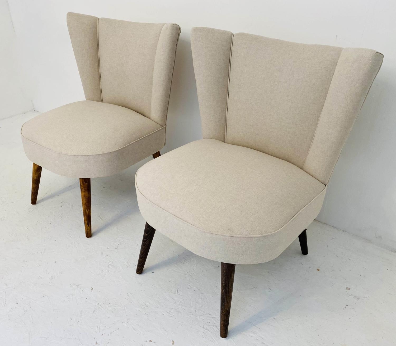 SIDE CHAIRS, a pair, 82cm x 65cm x 68cm, 1960s Danish style, neutral linen upholstery. (2) - Image 3 of 5