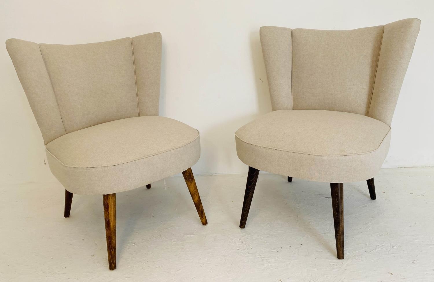 SIDE CHAIRS, a pair, 82cm x 65cm x 68cm, 1960s Danish style, neutral linen upholstery. (2)