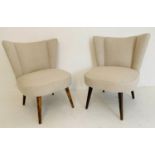 SIDE CHAIRS, a pair, 82cm x 65cm x 68cm, 1960s Danish style, neutral linen upholstery. (2)