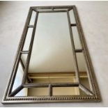 WALL MIRROR, Georgian style, rectangular, silvered, beaded frame and marginal plates, 80cm W x 159cm