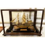 HMS VICTORY MODEL SHIP, scale model 32ft to 1 inch scale, plinth base, plaque to inside, glass case,