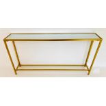 CONSOLE TABLE, 1960s French style, gilt metal, inserted mirrored top, 79cm x 152cm x 25cm.
