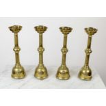 CANDLESTICKS, a set of four, brass, 40cm H. (4)