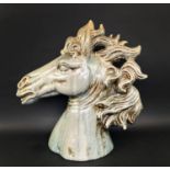 HORSE HEAD SCULPTURE, Italian circa 1980s, glazed ceramic, 59cm H x 57cm L x 25cm W.
