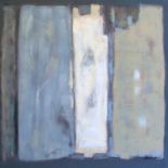 CONTEMPORARY SCHOOL 'Abstracts in Grey, White and Blue', a triptych of acrylics canvas, 100cm x