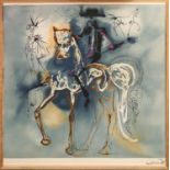 AFTER SALVADOR DALI 'The Picador - Blue', print on silk scarf, signed in the plate, 85cm x 80cm,