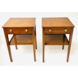 LAMP TABLES, a pair, George III design mahogany each with drawer and undertier, 40cm W x 32cm D x